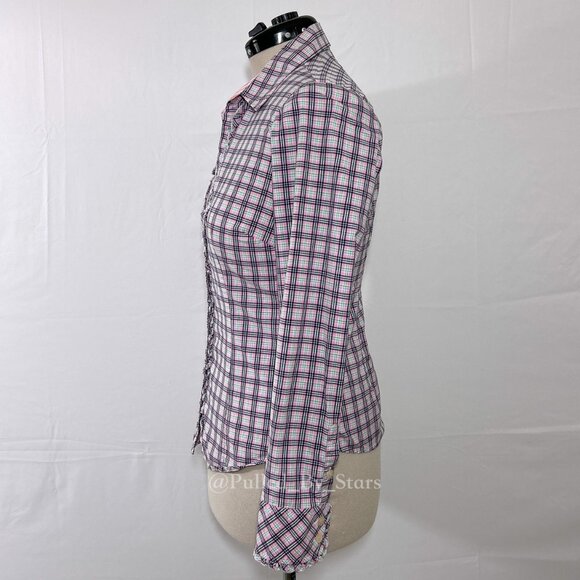 LILLY PULITZER Multicolor Plaid Long-Sleeve Ruffle Button-Front Shirt - Size 8 - Picture 5 of 16